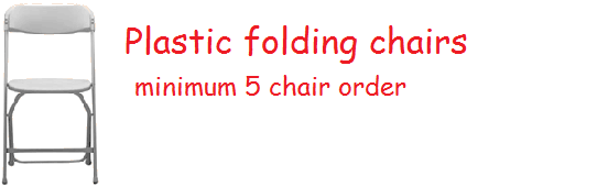 Rent plastic folding chairs for your next Inflatable Bounce House Party right here in Connecticut.